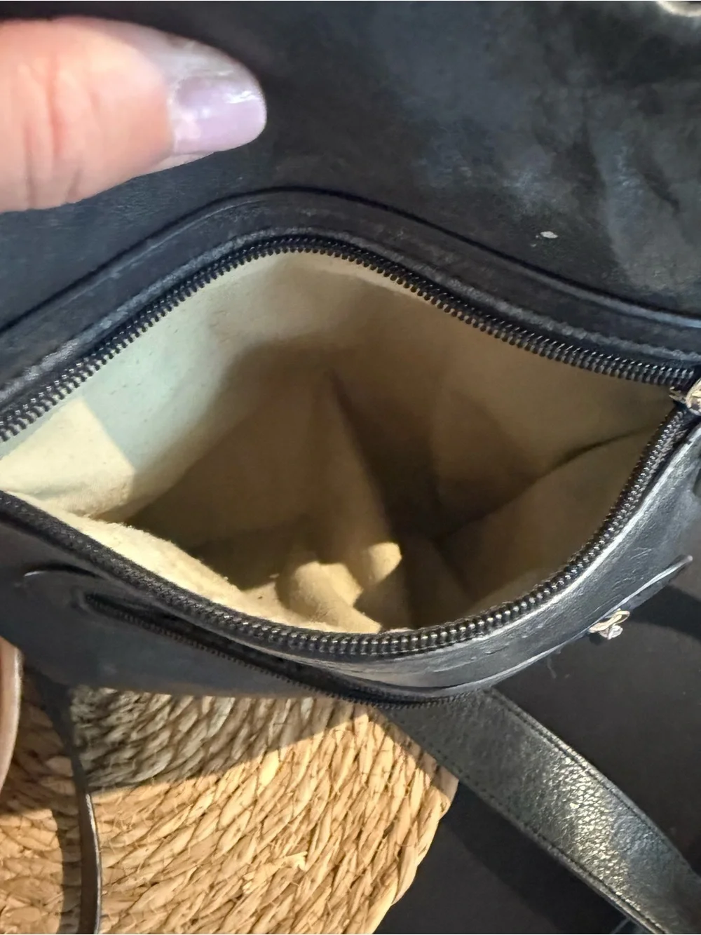 margot Black Leather Messenger Crossbody Bag with Dual Zip Pockets